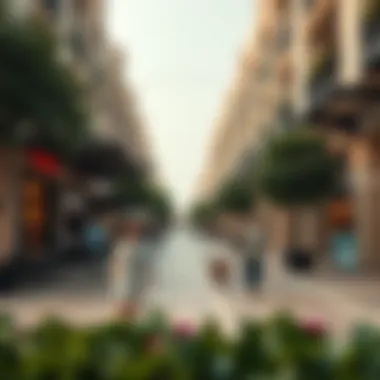 Streetscape of Town Square Zahra An elegant streetscape in Town Square Zahra highlighting cafes, shops, and pedestrian-friendly areas.