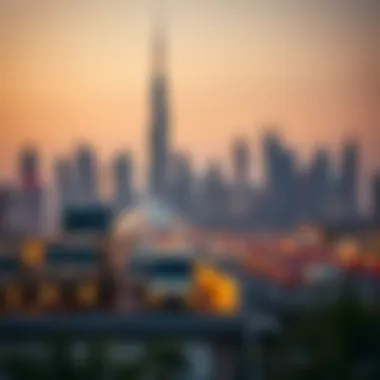 Stunning UAE Skyline Amidst Holiday Festivities UAE skyline during a holiday