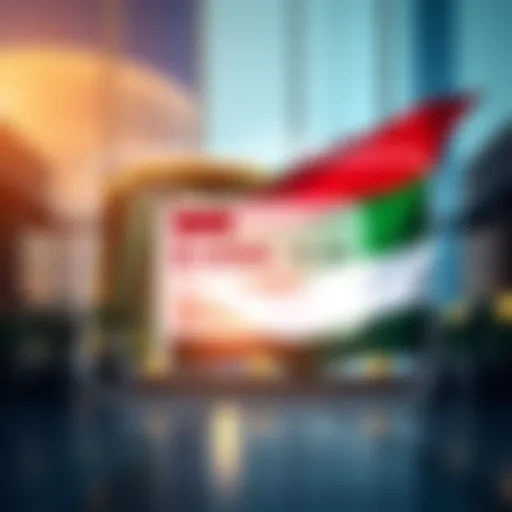 Illustration depicting the UAE flag with a digital e-visa concept