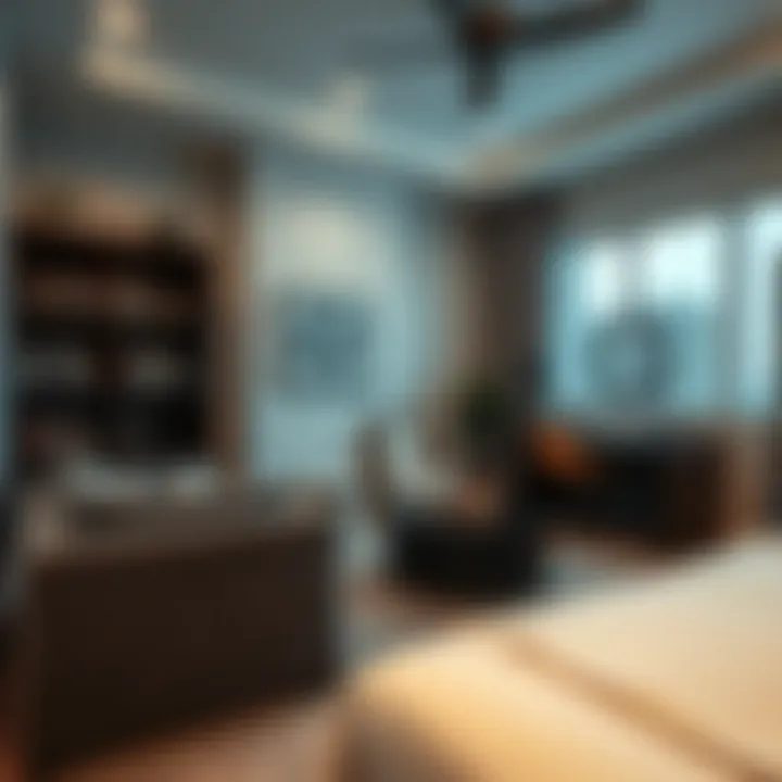 An overview of a well-furnished room available for rent in Al Quoz