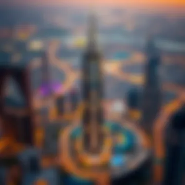 Aerial view of Samaya Tower within Dubai's vibrant skyline