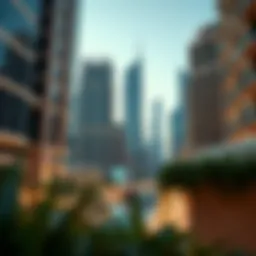 The skyline of Downtown Dubai showcasing modern architecture