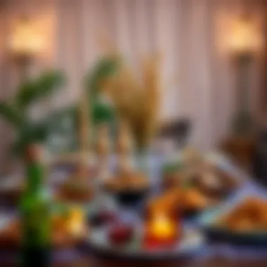 Decorated Iftar Table with Local Delicacies Traditionally decorated Iftar table showcasing local delicacies
