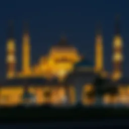 Majestic view of mosque illuminated during Ramadan nights