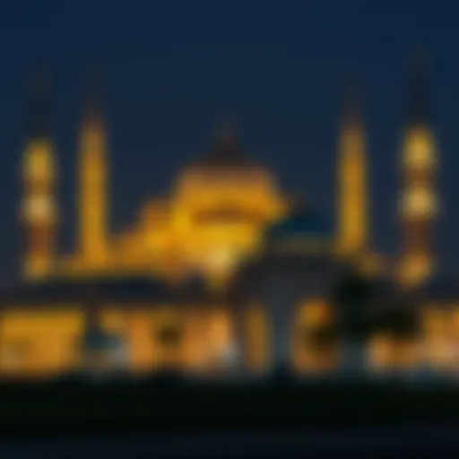 Majestic view of mosque illuminated during Ramadan nights