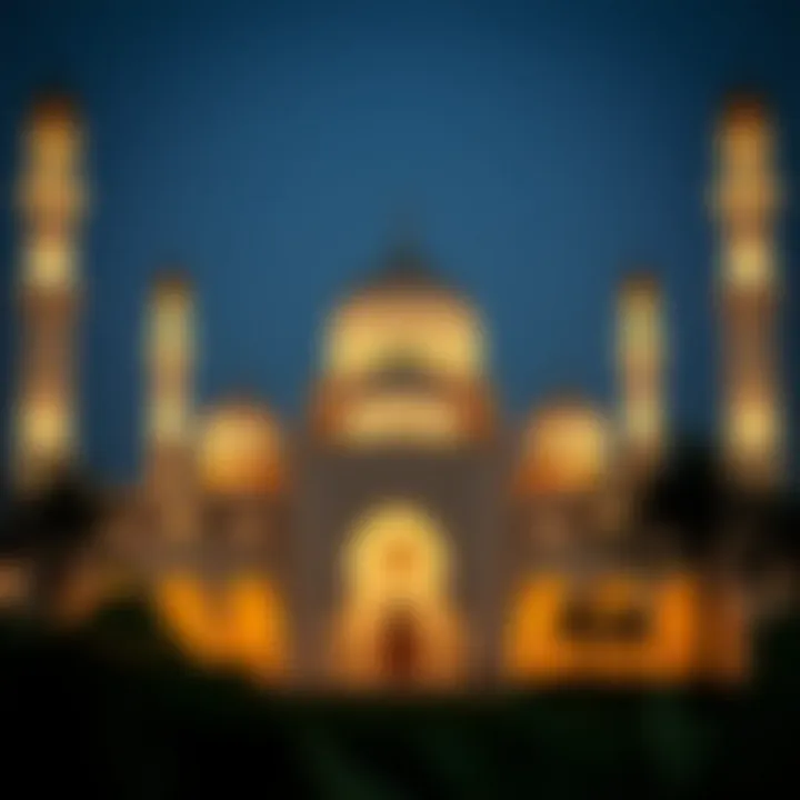 Illuminated Mosque for Ramadan Mosque illuminated for Ramadan celebrations