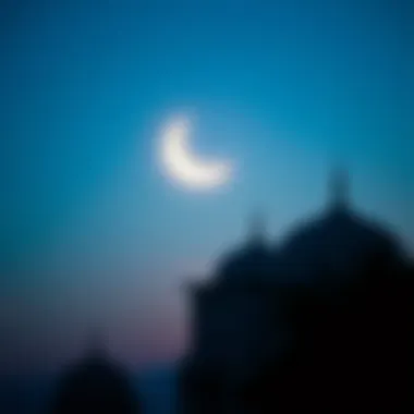 Lunar Crescent and Ramadan Lunar crescent symbolizing the start of Ramadan