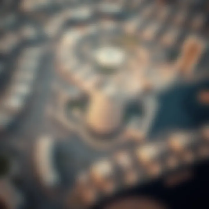 Aerial view showcasing the surrounding urban landscape of Volta Damac