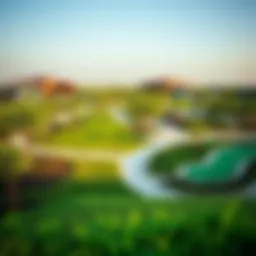 A panoramic view of Wasl Green Park showcasing its lush greenery and serene pathways.