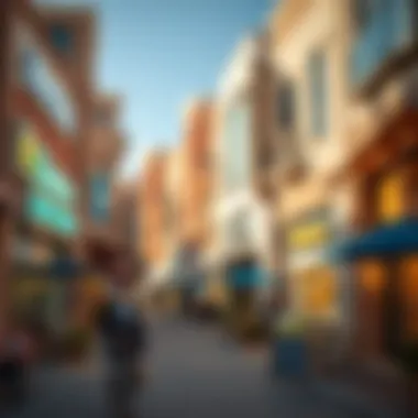 Vibrant street life in WestZone Al Mina with local shops and cafes