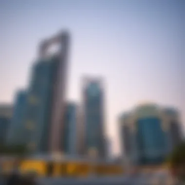 Architectural Features of Yas Tower Architectural details of Yas Tower showcasing its modern design